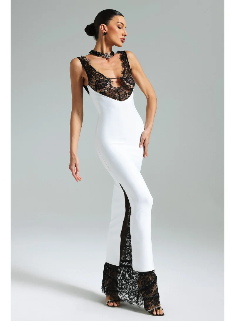 Bella Barnett  Gunnhild Lace Deep V Maxi Dress for Women | Best Price UAE